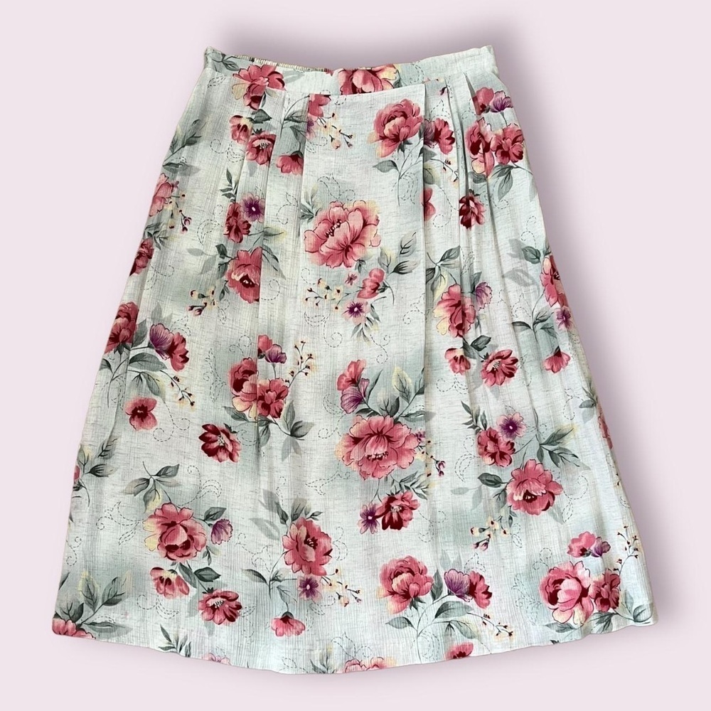 Vintage floral print midi skirt